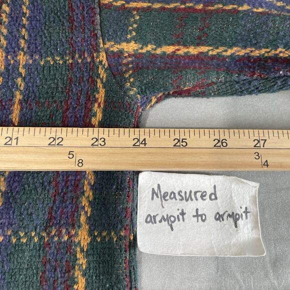 Vintage Shacket Size Large Plaid Sweater Shirt Dark Academia Poet Baggy Rugby - Picture 8 of 9